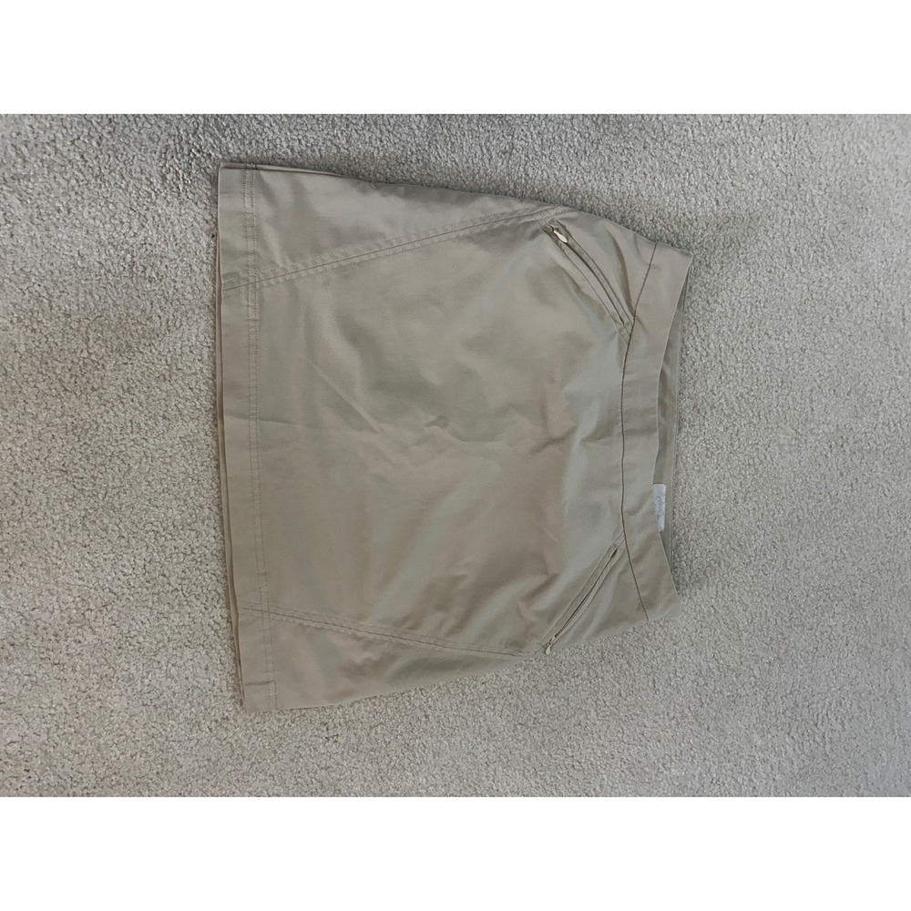 Callaway Golf Skort Khaki Tan Size 4 Active Skirt Zipper Pockets Chevron Logo